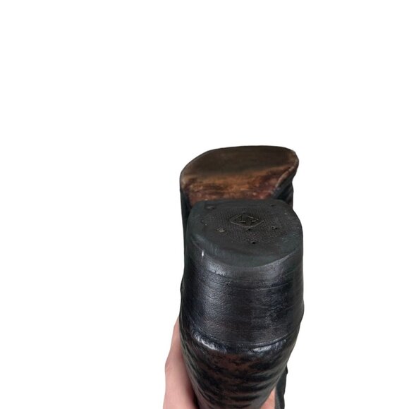 Vintage J Chisholm Western Handcrafted Black Leather Cowboy Men's Boots 8.5 D - Picture 14 of 16